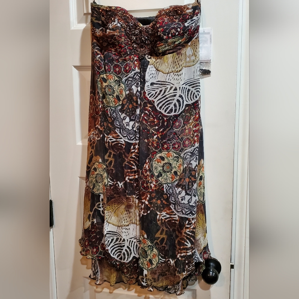 NWT Alberto Makali beaded strapless dress